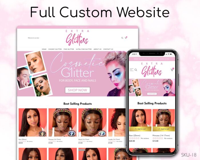 Pretty in Pink: Glamorous Makeup Creations, Fully Finished Website (Shopify, Wix & Squarespace)