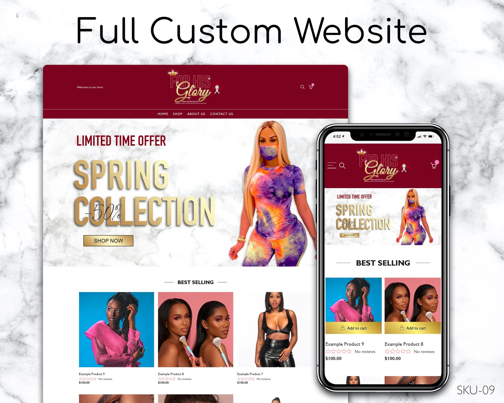 Red Marble Spring Collection Website Design — full page preview