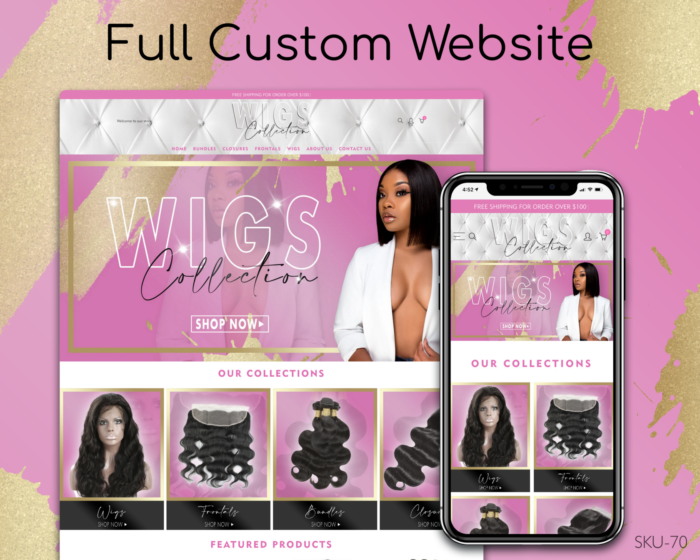 Pink, Gold, & White Hair Studio – Pink, Gold, Hair, White, Fully Finished Website (Shopify, Wix & Squarespace)