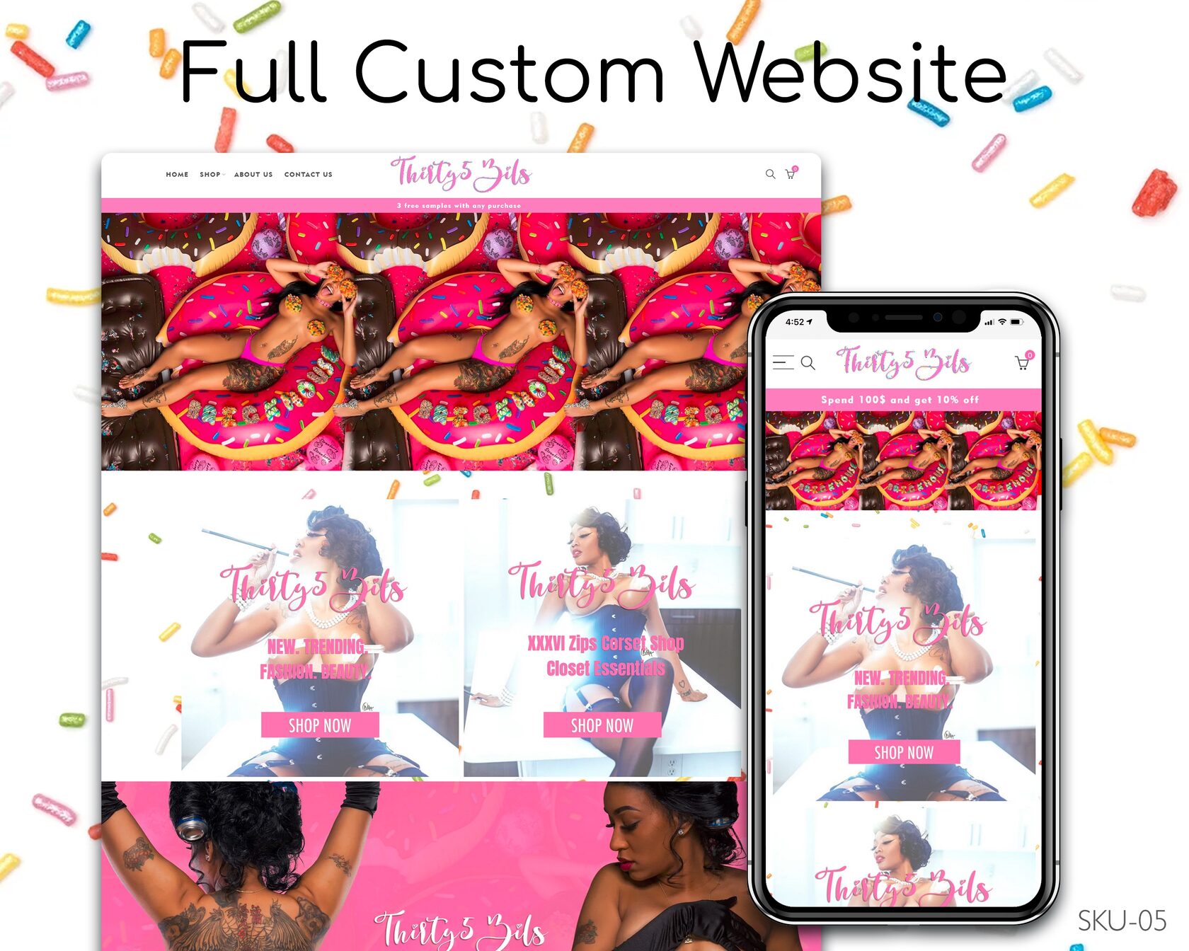 Colorful Sets Boutique Website Design — full page preview