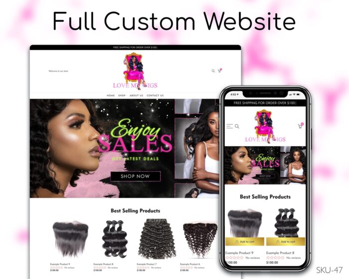 Black & Pink Hair Enchantment, Fully Finished Website (Shopify, Wix & Squarespace)