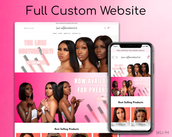 Pink Lips, Lip Gloss Beauty – Pink, Lips, Lip Gloss, Beauty, Fully Finished Website (Shopify, Wix & Squarespace)