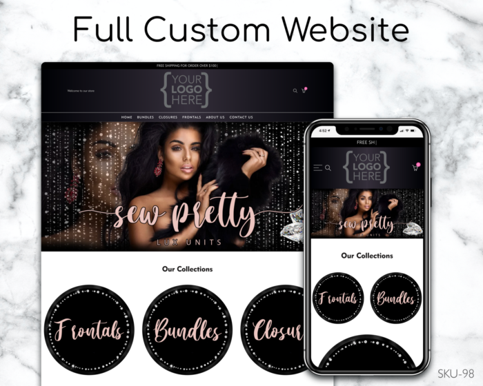Black Hair with Diamond Accents – Black, Hair, Diamonds, Fully Finished Website (Shopify, Wix & Squarespace)
