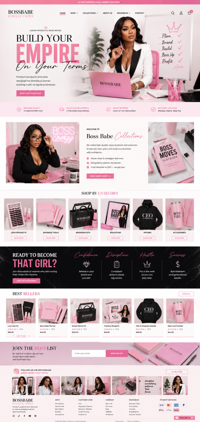 Boss Babe Collections Website Design