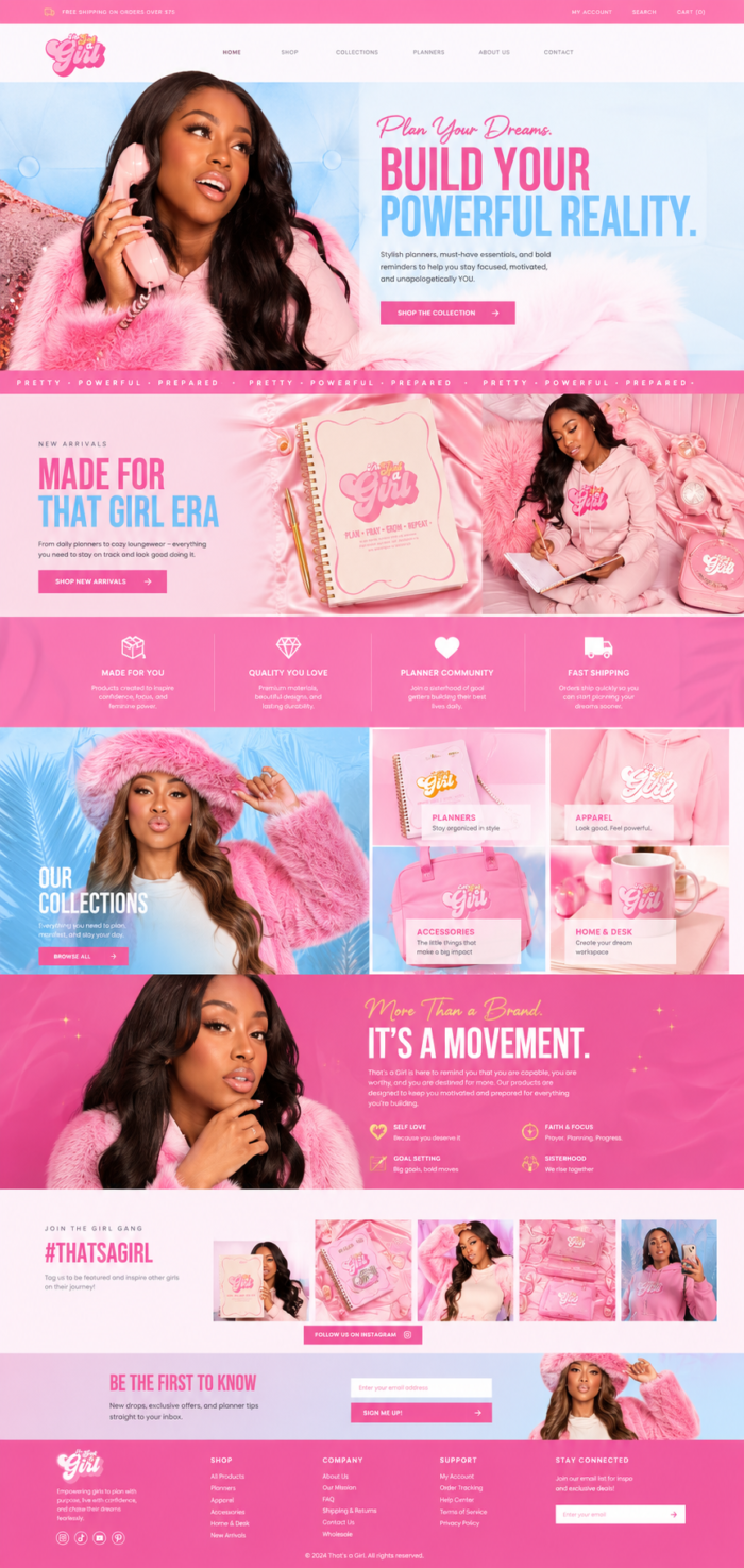 Feminine Planner Shop Website Design