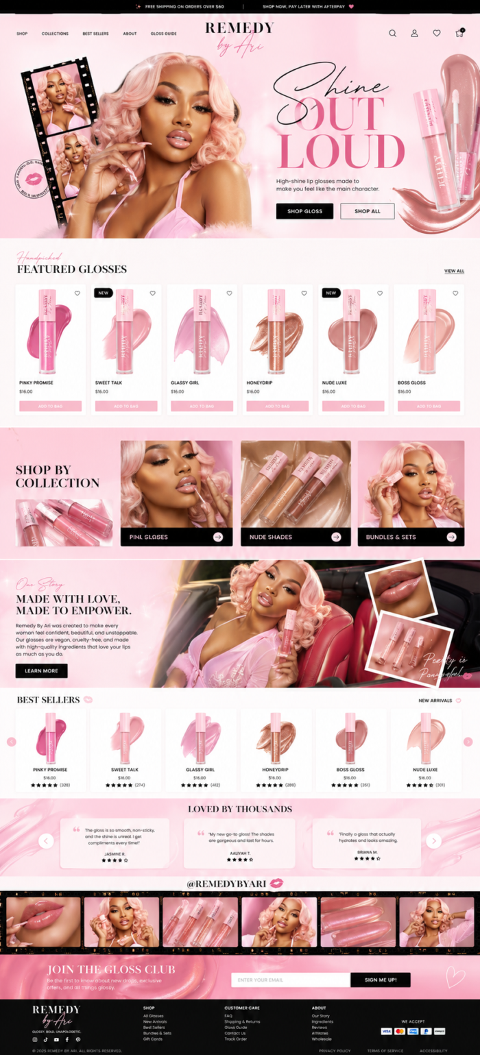 Lip Gloss & Makeup Shop Website Design