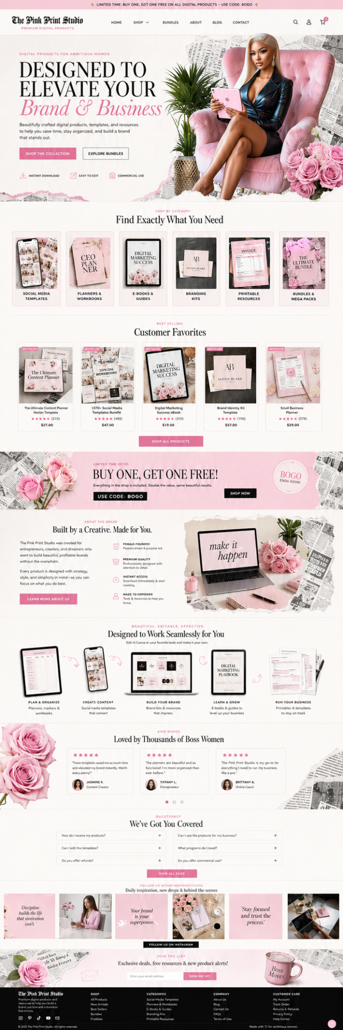 Planner & Digital Product Shop Website Design