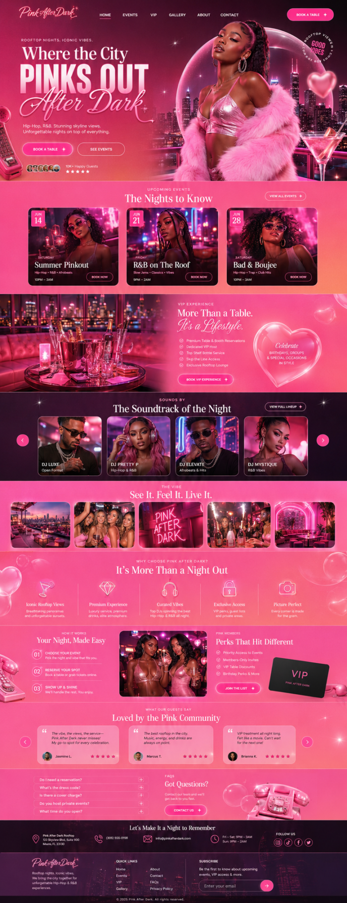 Nightclub & Lounge Events Website Design