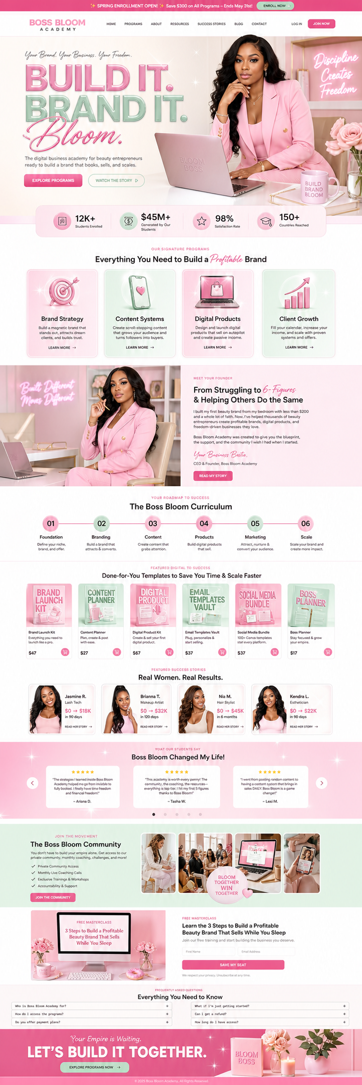 Women's Digital Brand Website Design — full page preview